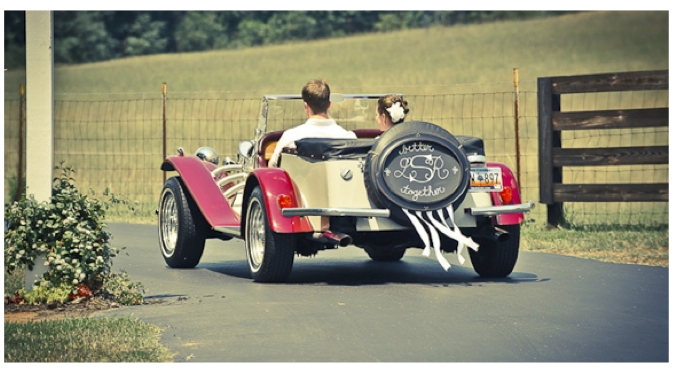 Farm wedding exit